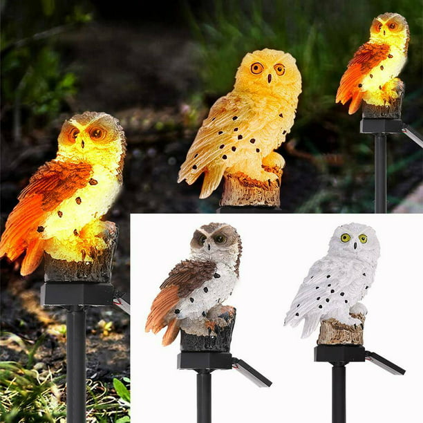 2x LED Solar Power Light Garden Yard Lawn Owl Landscape Ornament Lamp Waterproof 